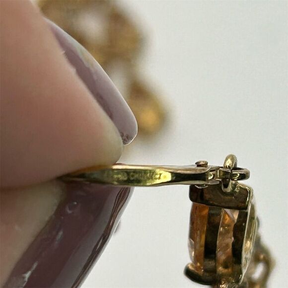 Vintage Art Deco 925 Gold Chandelier Earrings Cubic Zirconia Rhinestones Classic - Picture 8 of 9